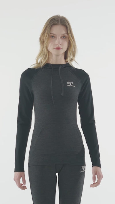 Women's Merino Wool Base Layer Hoodie Drape Neck